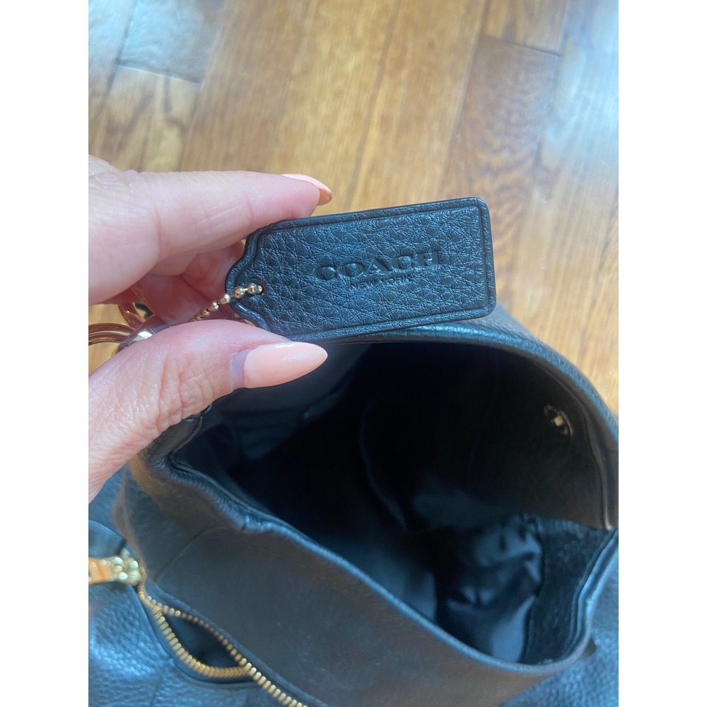 Coach Edie 31 Black Pebbled Leather Shoulder Bag Gold Hardware Hobo 57125 - Picture 6 of 15